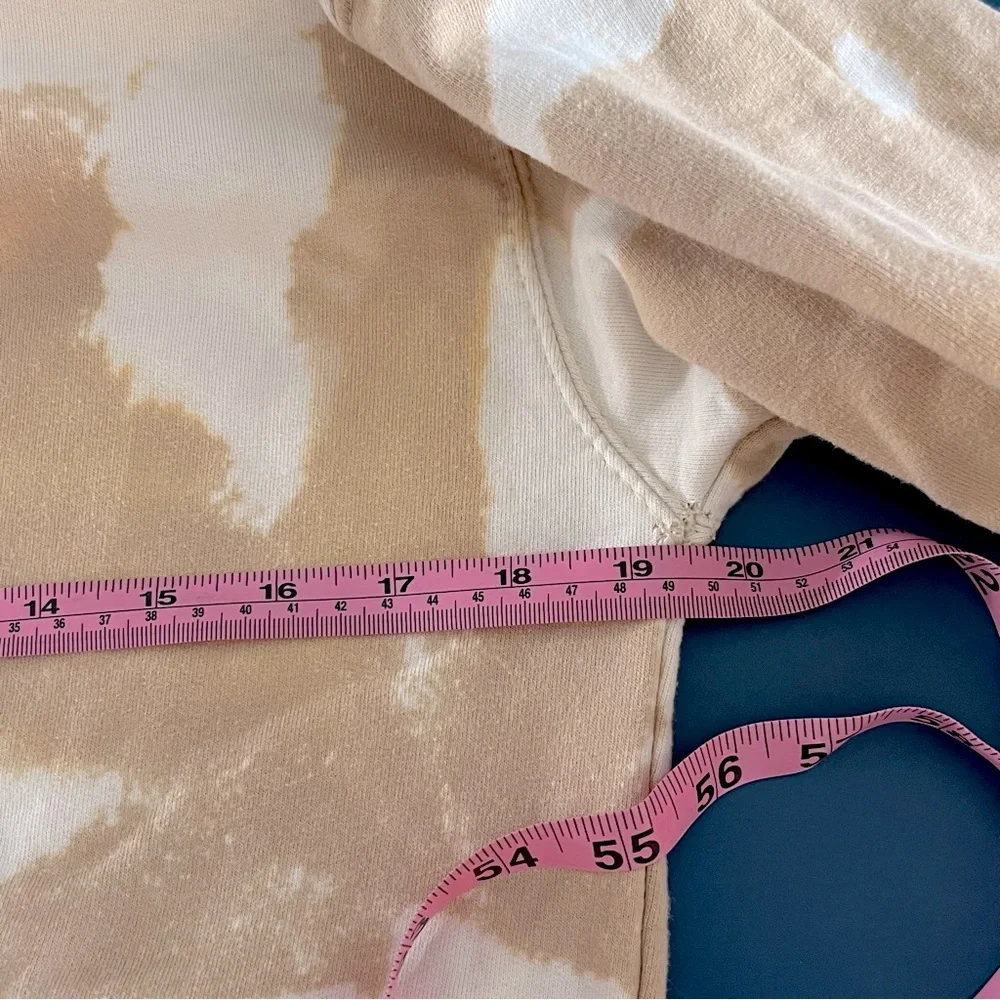 Tan & Off White/Lt Cream Tie Dye VIBES SPEAK LOUDER THAN WORDS Hoodie Sweatshirt - Picture 13 of 14